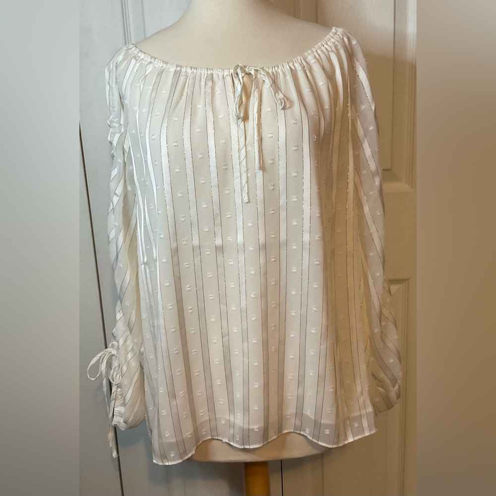Cato White Gold Striped Top‎ Shirt Size XL